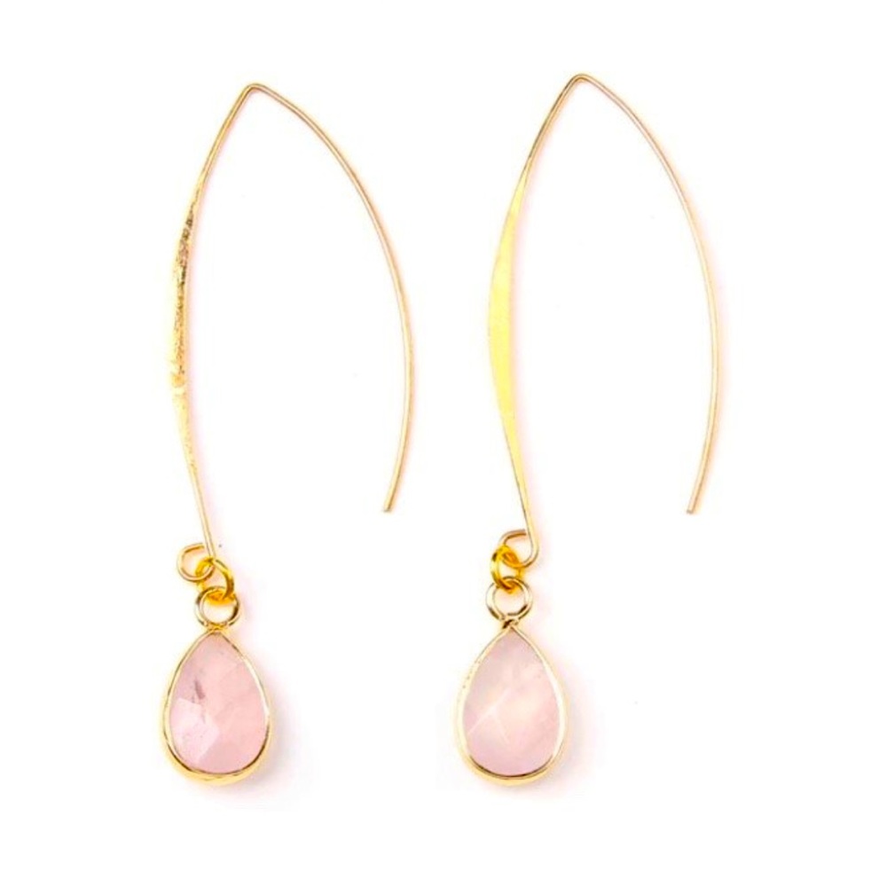 Rose Quartz Tear Drop Earrings